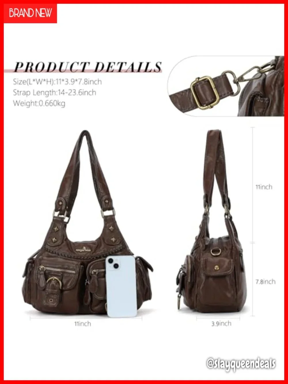 Vegan Leather Hobo Shoulder Handbag Crossbody Purse Everyday Bag
